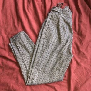 Grey high waisted plaid pants